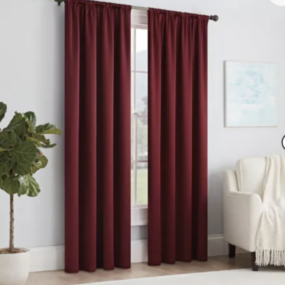 Eclipse Red Black Out Curtains 84" Two Panels